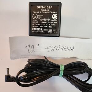 SPN4139A AC to DC Power Supply Adapter Charger 120Vac 12Vdc 300mA